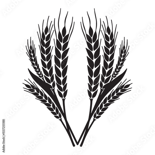 Black and white wheat stalks graphic design element