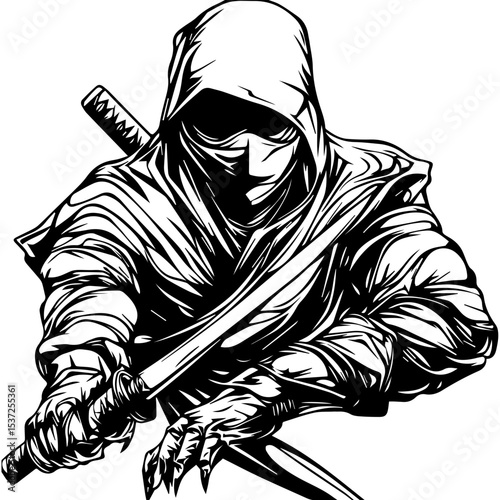 Ninja vector illustration isolated on transparent background