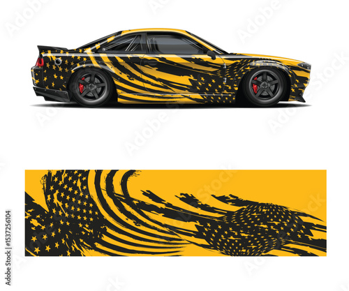 American Flag Design Wrap for Sports Coupe Car