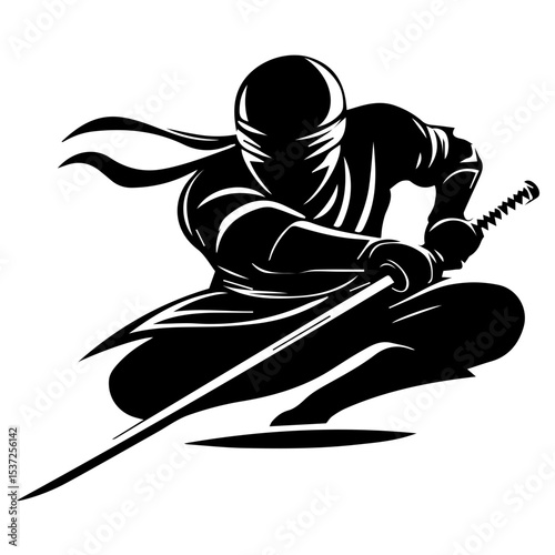 Ninja vector illustration isolated on transparent background