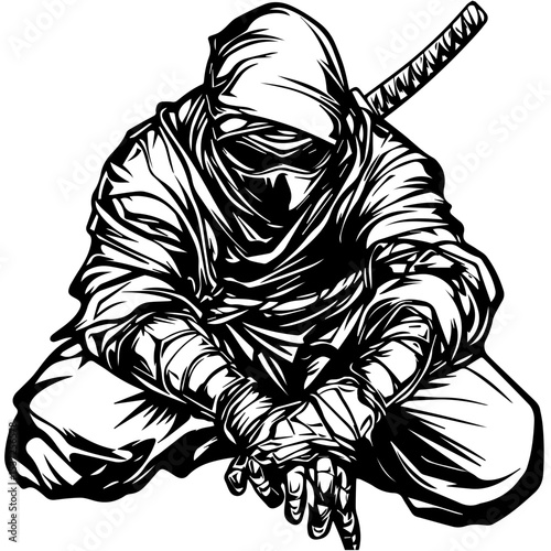 Ninja vector illustration isolated on transparent background