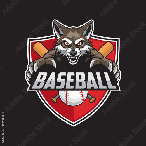 baseball club logo jackal vector illustration design