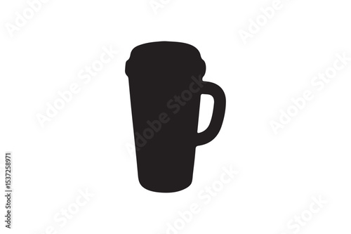 Travel mug icon silhouette on white background.
