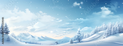 winter landscape with snow, Winter background of snow and frost with free space for your decoration. created with Generative Al 