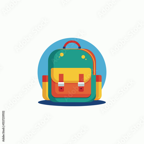 School bag with school supplies illustration