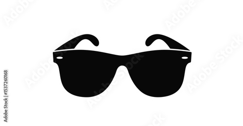Tapet silhouette of wayfarer sunglasses isolated on white background, minimalist black