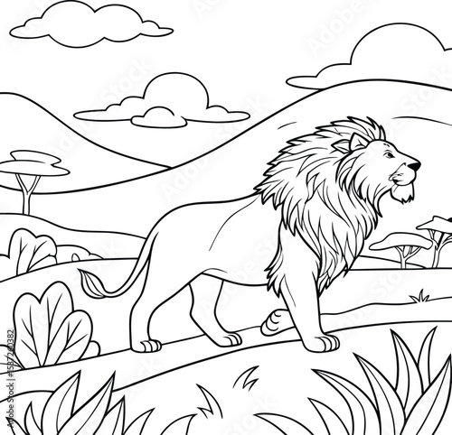Majestic lion on the Savanna 