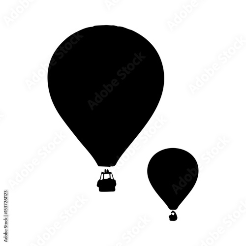 Minimalist Black Hot Air Balloon Silhouette on White Background

