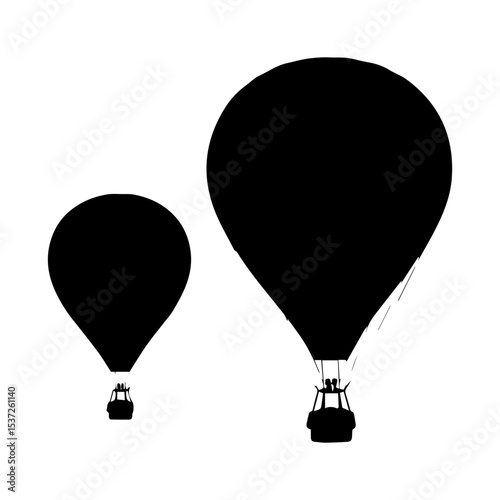 Minimalist Black Hot Air Balloon Silhouette on White Background


