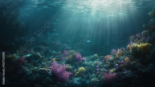 Fototapeta Naklejka Na Ścianę i Meble -  Underwater coral reef illuminated by sunlight