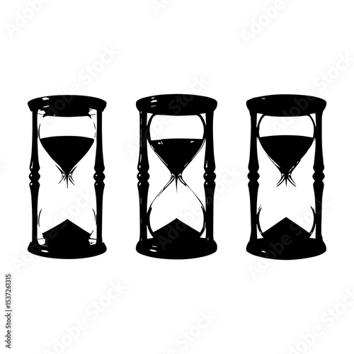 Minimalist Black Hourglass Silhouette on White Background

