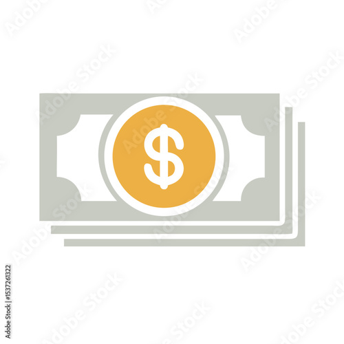 Vector illustration of a golden dollar sign icon, a symbol of finance and wealth