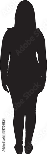 vector; silhouette of a back view of a women standing