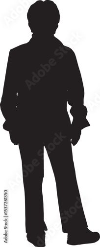 vector; silhouette of a back view of a senior women standing