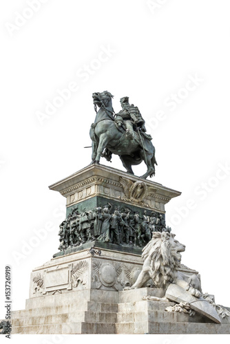 Equestrian statue of King Victor Emmanuel II, Piazza del Duomo, Milan, isolated