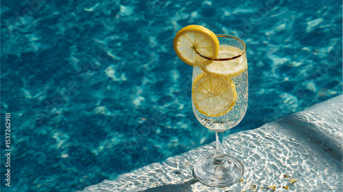Refreshing Lemon Cocktail by the Pool Summer Drink