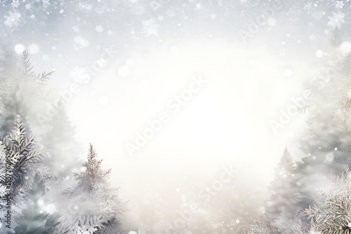 christmas background with snowflakes, Christmas empty winter nature snow border
