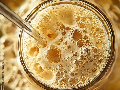 Clipart of a close-up of a sourdough starter in a glass jar bubbling with activity emphasizing the naturally leavened process Concept The heart of sourdough