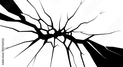 Cracked glass effect black and white fracture lines broken surface crack design vector illustration art editable stock vector illustration