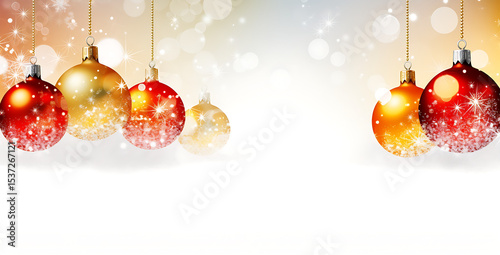 christmas balls on red background, Merry Christmas background. 