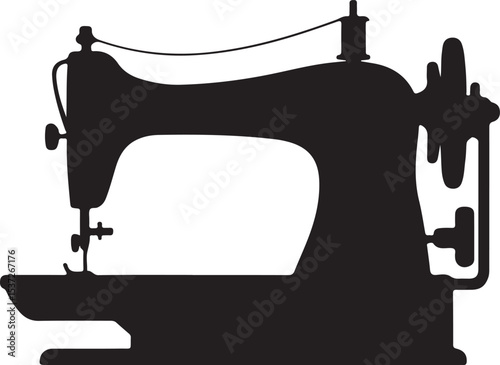 Vintage sewing machine silhouette icon