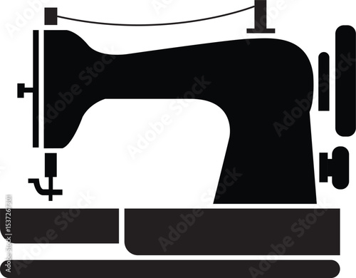 Classic sewing machine icon black silhouette