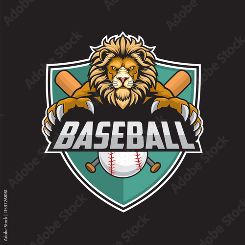 baseball club logo lion vector illustration design