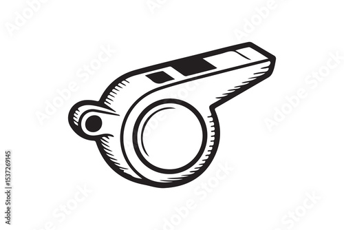 Hand drawn whistle illustration black and white