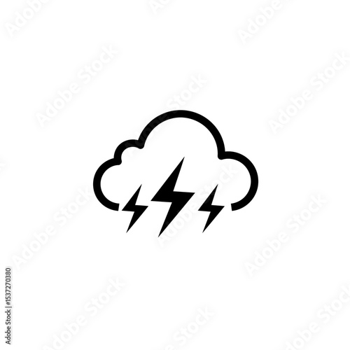 Thunderstorm cloud vector with lightning bolts. Icon for weather forecast and metaphor symbol for anger or bad mood
