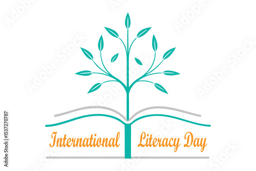 Minimalist Line Art Book with Roots – International Literacy Day Design