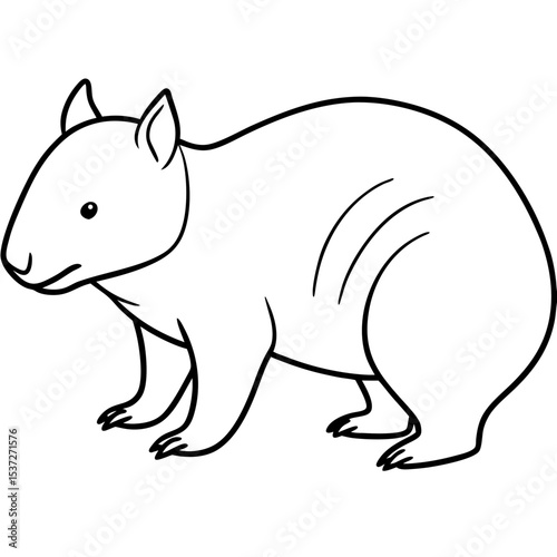 Minimalist Wombat Line Art Illustration