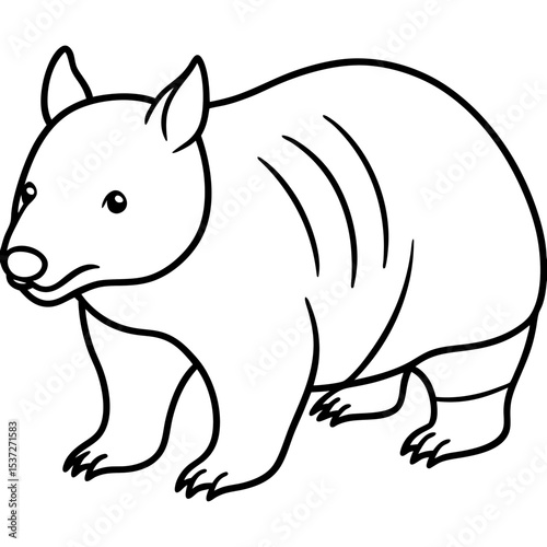 Minimalist Wombat Line Art Illustration