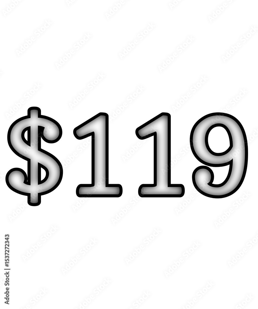 dollar sign on white background $119 dollar sign on white background $119