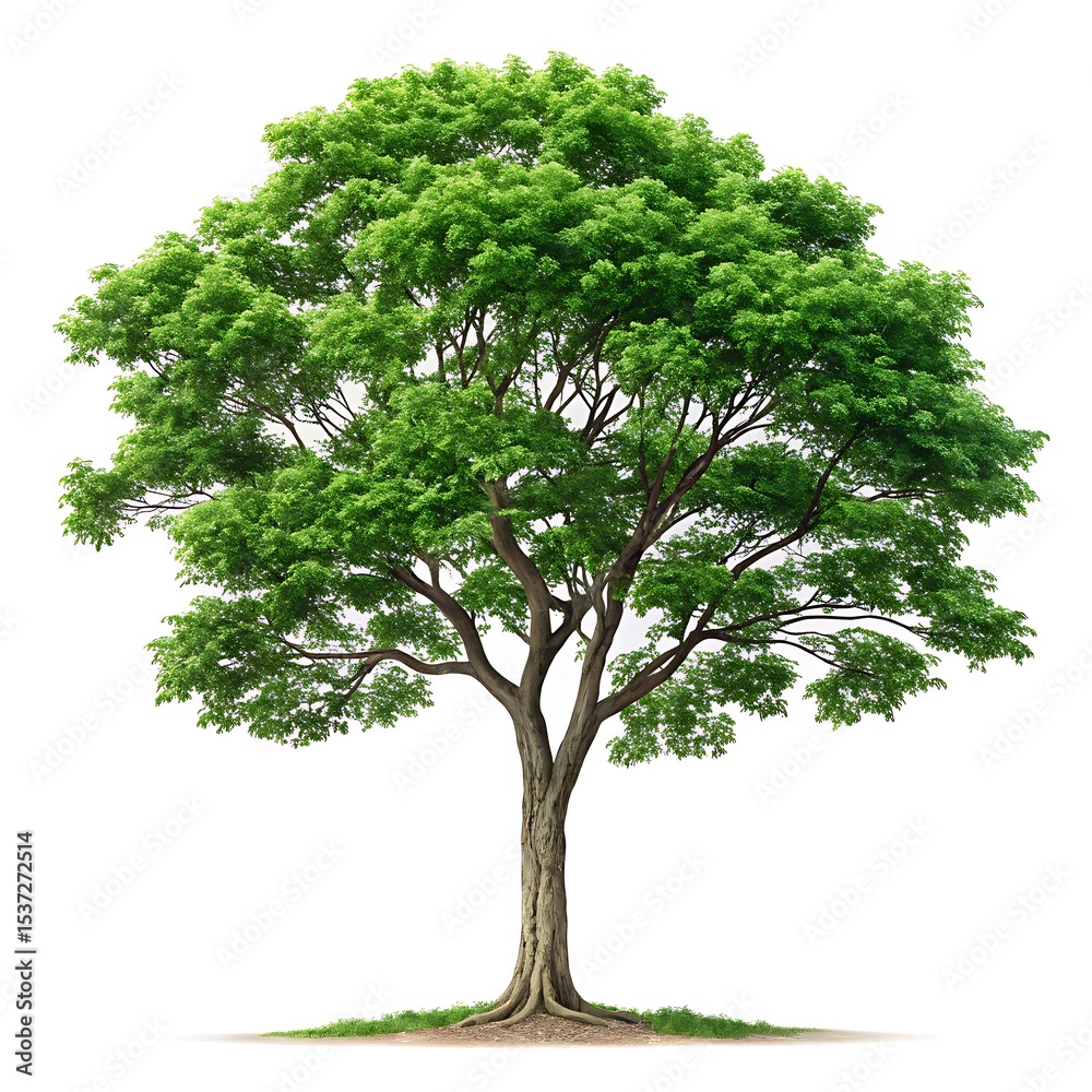 Fototapeta premium Lush green tree isolated on white background