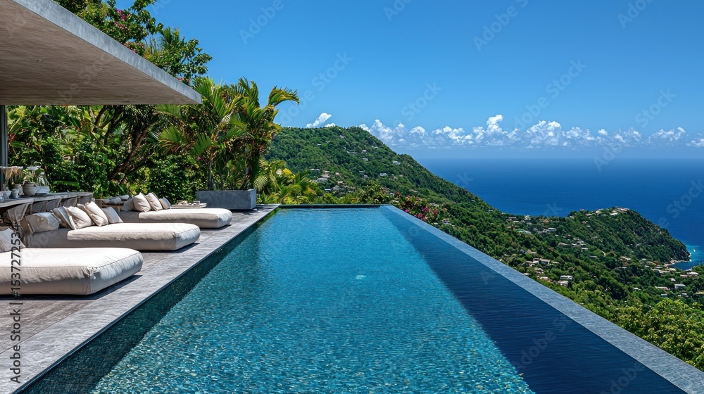 Fototapeta premium Stunning infinity pool with ocean views