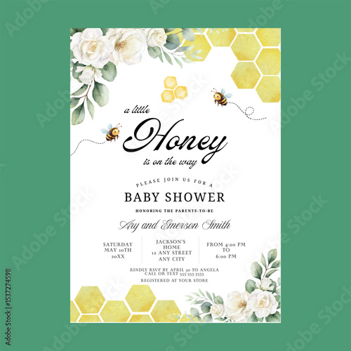 Rustic Sunflowers Sweet Honey Bee Baby Shower Invitation