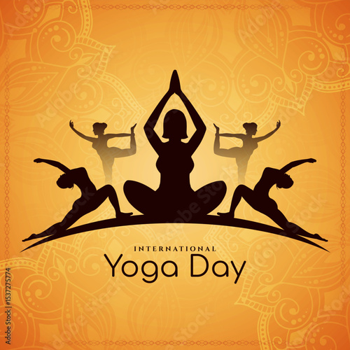 International Yoga day celebration wellness greeting card