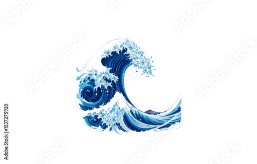 Wallpaper Mural Illustration of a large blue ocean wave isolated PNG with Transparent Background Torontodigital.ca