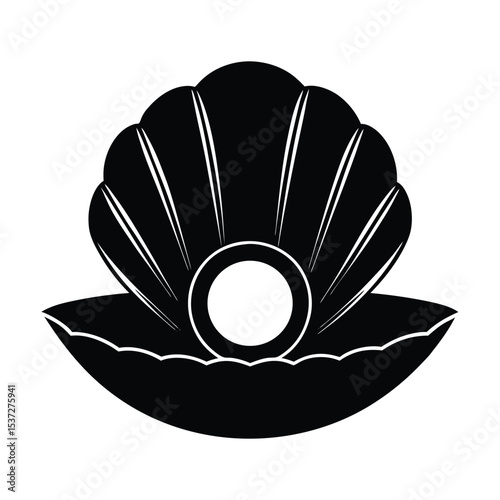 Black Shell Holding Silver Pearl