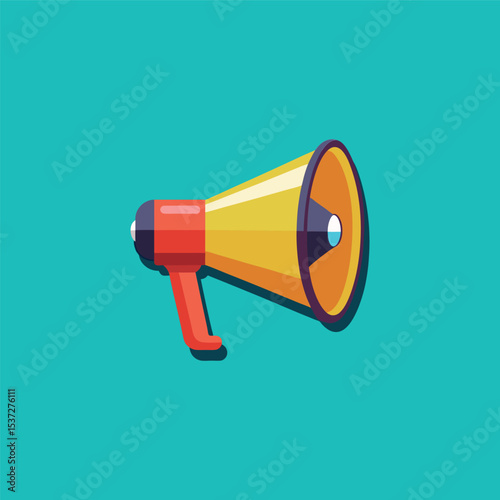 Flat design style megaphone horn loudspeaker