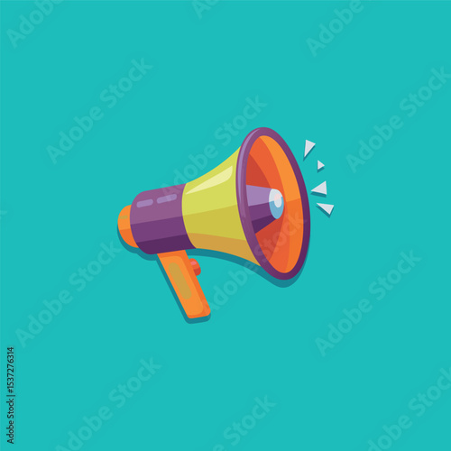 Flat design style megaphone horn loudspeaker