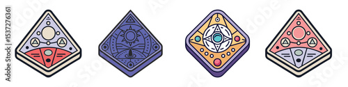 Minimalist Tarot Card Flat Illustration Mystic Divination & Fortune Telling Design