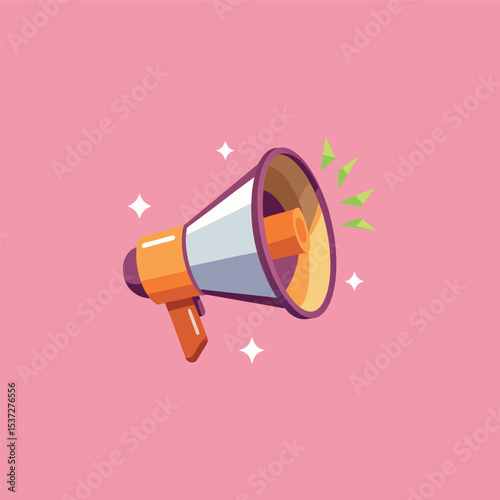 Flat design style megaphone horn loudspeaker