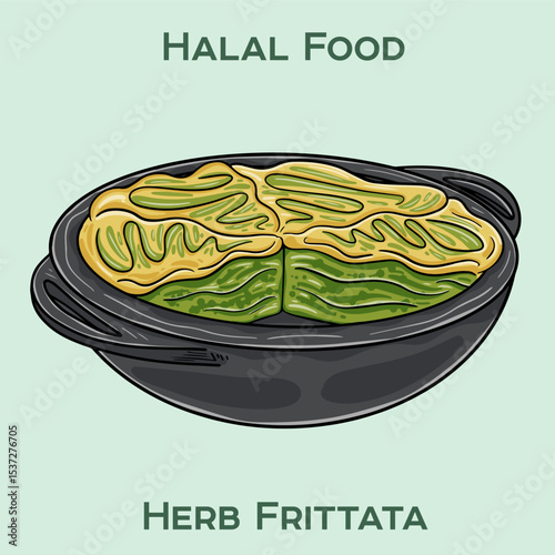 A delicious Herb Frittata made with fresh eggs and a blend of aromatic herbs. Certified halal, ensuring it meets dietary standards. Perfect for any meal!