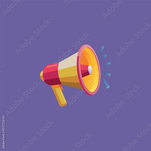 Flat design style megaphone horn loudspeaker
