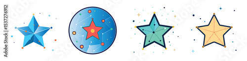 Minimalist Star Map Flat Illustration  Constellation, Astronomy & Astrology Night Sky Design