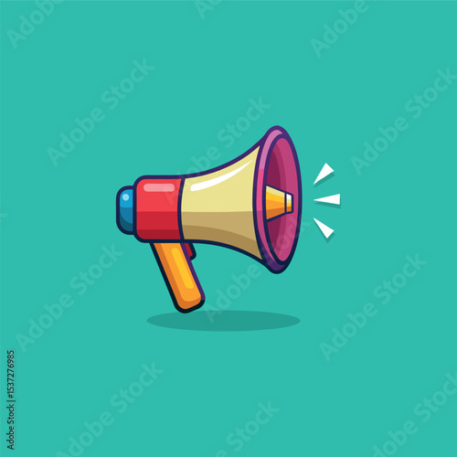 Flat design style megaphone horn loudspeaker