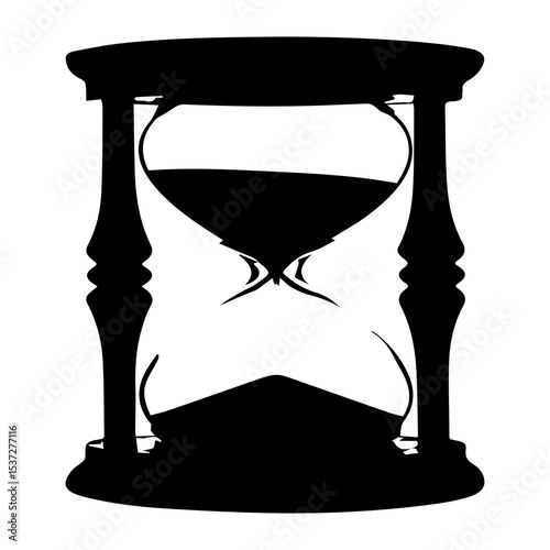 Minimalist Black Hourglass Silhouette on White Background

