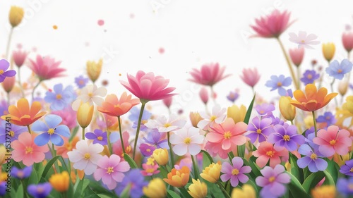 Beautiful Spring Flower Bokeh Animation Against a White Background