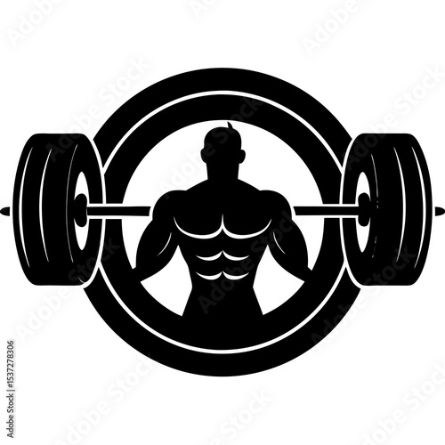 Barbell and weightlifting icon silhouette